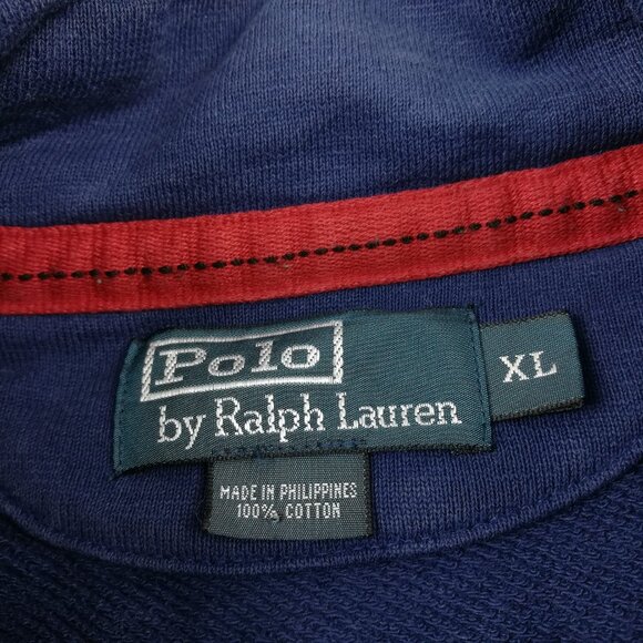 Vintage Polo Ralph Lauren Sweatshirt 1/4 Zip Talon Zipper Blue Mens XL - Picture 5 of 9